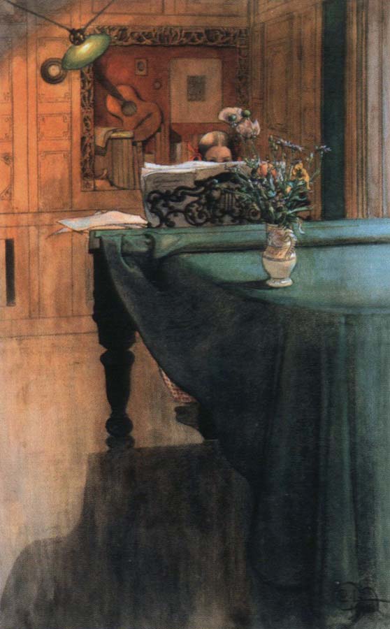 Carl Larsson brita at the piano